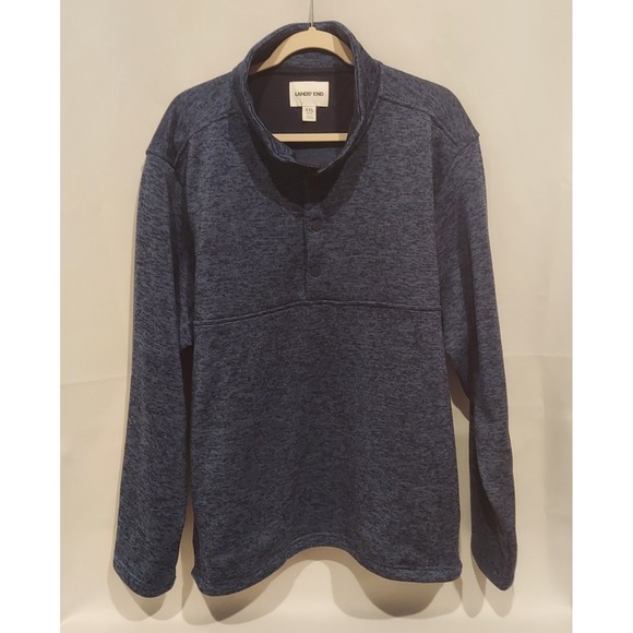 Lands' End Other - Lands End Mens Navy (Brushed) Sweater Fleece Snap Neck Pullover Jacket Size XXL❤